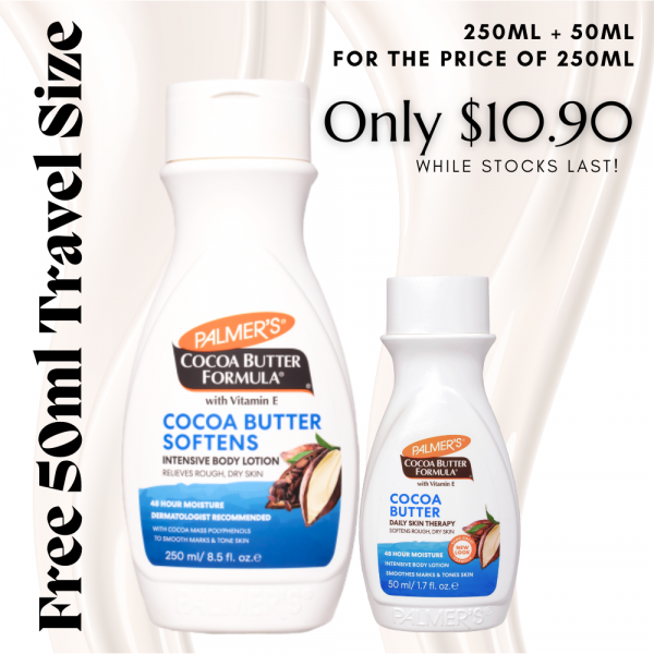 Palmer's Cocoa Butter Lotion 250ml + Free 50ml Travel Size - Image 2