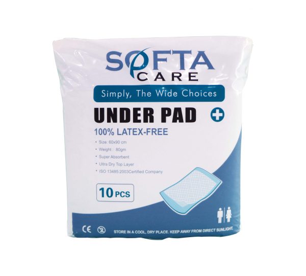 SOFTACARE Underpads (Latex Free) 60cm X 90cm 80gm 10pcs/pkt