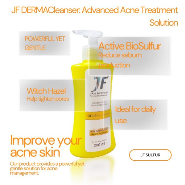 JF DERMACleanser 200ml - Acne treatment with Sulfur and Witch Hazel - Image 2