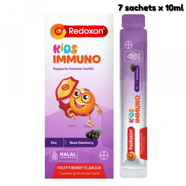 Redoxon® Kids Immuno Black Elderberry & Zinc Oral Liquid - 7 Sachets x 10ml
