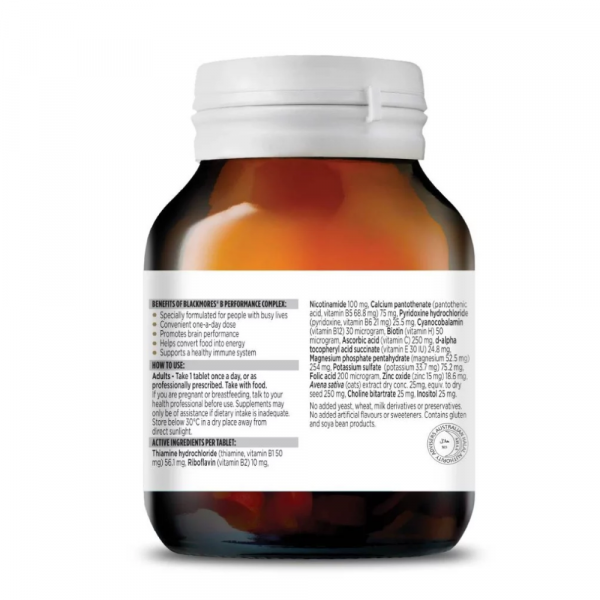 Blackmores B Performance Complex Tablets 60's - Supports Energy Levels - Image 3