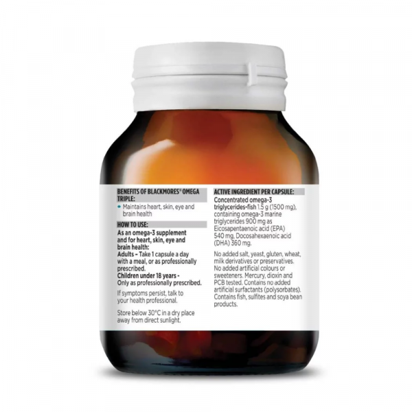 Blackmores Omega Triple Concentrated Fish Oil 60's - Image 2