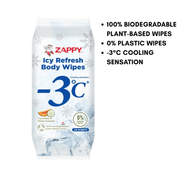 Zappy Icy Refresh Body Wipes 20 Sheets/Pkt (Cucumber & Melon)