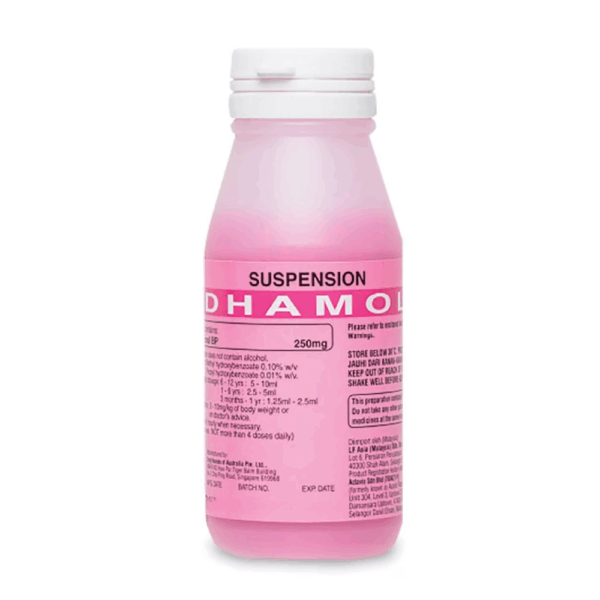 DHAMOL Suspension 250mg/5ml 60ml - Pain and Fever Relief for Children