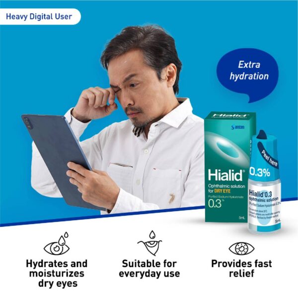 Hialid 0.3% Ophthalmic Solution Eye Drops for Dry Eyes 5ml - Image 2