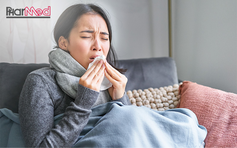 A person sneezing